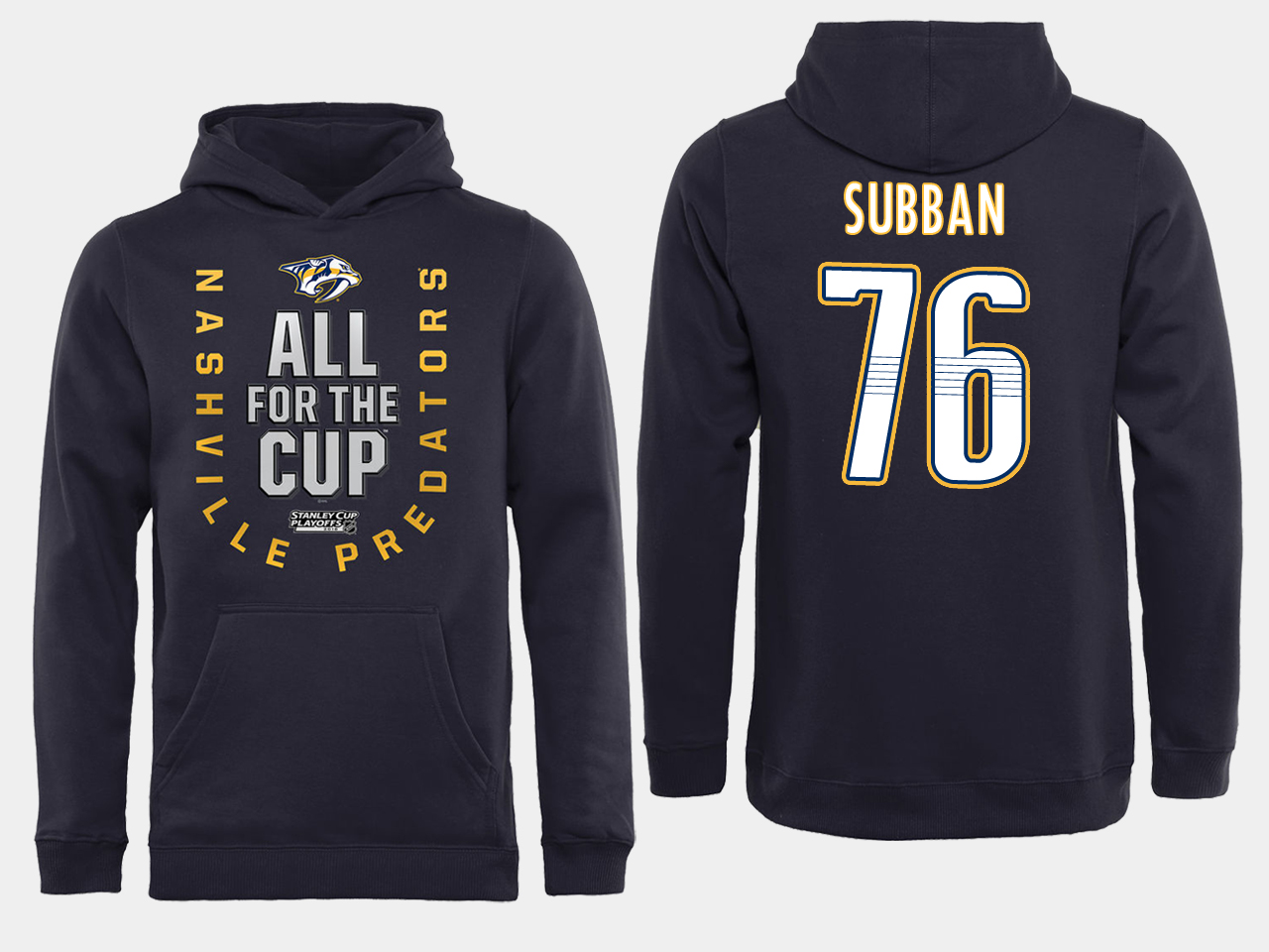 Men NHL Adidas Nashville Predators #76 Subban black ALL for the Cup hoodie->customized nhl jersey->Custom Jersey